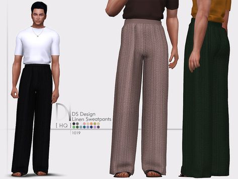 DarkNighTt's DS Design Linen Sweatpants Sims 4 Male Clothes, Sims Free Play, 70s Men, Mens Linen Pants, Sims 4 Characters, Sims4 Clothes, Mens Fashion Casual Outfits, Sims 4 Cc Finds, Sims 4 Clothing