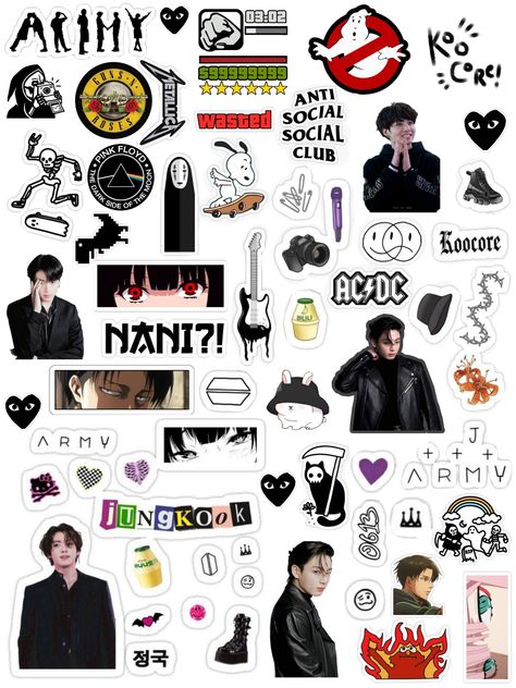 Si quieres algo en especial, solo dime 🐱 Bts Sticker, Pop Stickers, Collage Phone Case, Scrapbook Stickers Printable, Bullet Journal Stickers, Bts Drawings, Bullet Journal Ideas Pages, Scrapbook Journal, Aesthetic Stickers