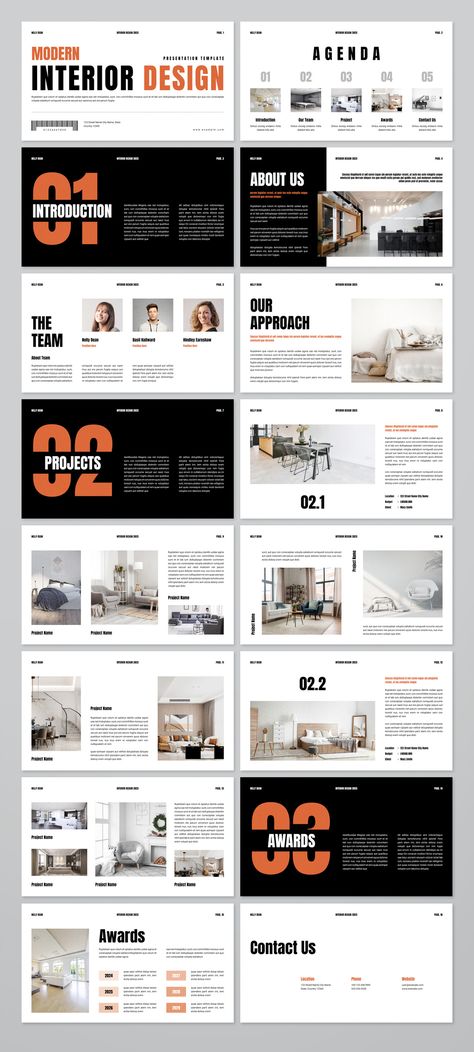 . Features 10 slides, 3 color schemes, and free fonts. Perfect for architecture, real estate, and interior design Architecture Powerpoint Layout, Presentation Page Design, Brand Deck Presentation, Corporate Presentation Design Layout, Slides Design Presentation, Architecture Presentation Slides, Ppt Layout Design, Minimal Presentation Design, Ppt Design Ideas