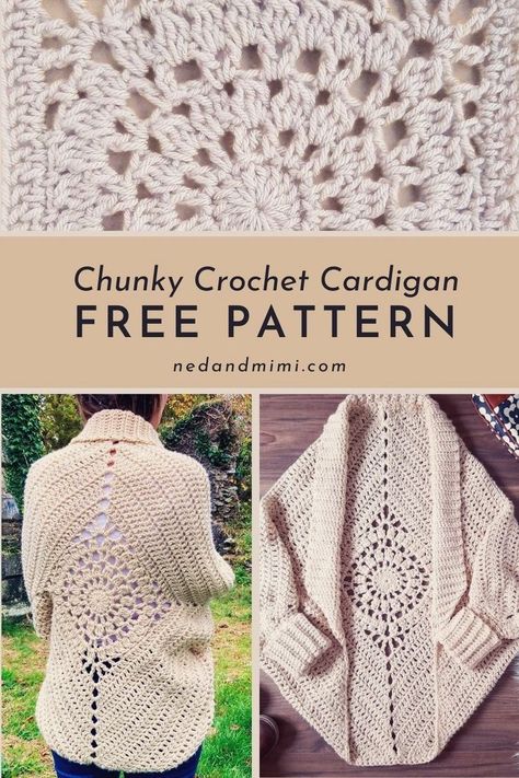 Embrace the warmth of the Dream Catcher Cardigan! This free crochet shrug pattern features a captivating diamond motif on the back, adding a touch of elegance to any outfit. The free crochet pattern is available in sizes ranging from XS to 4X. Grab the free pattern today and crochet this stylish project now! Dream Catcher Cardigan, Kimono Pattern Free, Chunky Crochet Cardigan, Crochet Kimono Pattern, Crochet Shrug Pattern Free, Free Crochet Cardigan, Crocheted Shawls, Crochet Cardigan Free, Poncho Patterns