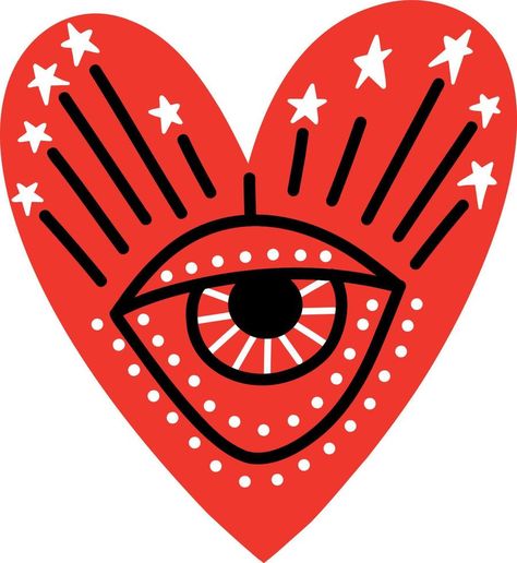 Magical heart with eye. Valentines Day heart in modern doodle style Heart Card Design, Eyes Graphic Design, Hearts With Eyes, Eye Valentines, Heart With Eyes, Valentines Day Design, Heart Eye, Valentines Day Heart, Heart Poster