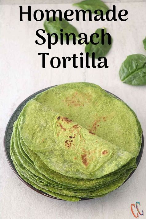 Homemade Spinach Tortilla is a delicious and healthy twist on the regular Tortilla recipe. Making homemade tortillas is so much easier than I thought and tastes better than store-bought. It's Vegan. Spinach Tortillas, Cauliflower Tortillas, Healthy Tortilla, How To Make Spinach, Spinach Tortilla, Spinach Wraps, Homemade Corn Tortillas, Boiled Egg Diet Plan, Healthy Substitutions