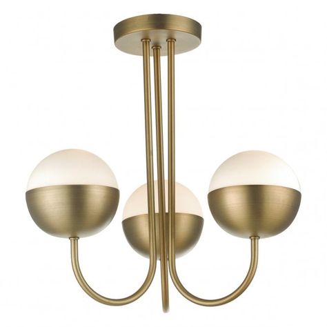 Size: Height 38cm     Diameter 40cm Wattage: 3x 11w Max Golf ball  Socket: E14/SES Screw type Globe Lamps, Dar Lighting, Semi Flush Lighting, Semi Flush Ceiling Lights, Opal White, Low Ceiling, Flush Ceiling Lights, Elegant Lighting, Diffused Light