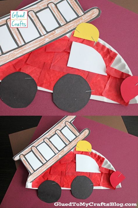 Firefighter Crafts Preschool, Fire Hat Craft, Paper Plate Fire Truck Craft, Letter Carrier Preschool Craft, Fire Truck Preschool Craft, Fire Truck Crafts, Firetruck Crafts Toddlers, Fire Fighter Crafts, Fire Truck Craft For Toddlers