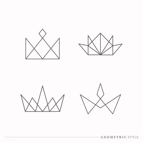 Luxurious geometric crown design collection vector | free image by rawpixel.com / Aew Geometric Crown Tattoo, Crown Drawings, Crown Abstract, Logo With Crown, Geometric Crown, Crown Icon, Origami Logo, Crown Illustration, Vegas Tattoo