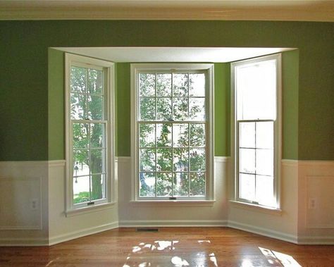 Bump Out Window, Bay Window Curtain Ideas, Farrow And Ball Living Room, Bay Window Curtain, White Windows, Floor To Ceiling, Empty Room, Nursery Baby Room, Window Room