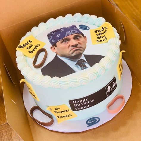 CakesbyAlejandra on Instagram: “#theofficecake #prisonmike #michaelscott #theoffice 📎🗂🗄🖊🗳” The Office Cake Ideas, The Office Themed Cake, The Office Birthday Cake, The Office Party Ideas, Office Birthday Cake, The Office Cake, Hello 19, Ideas Para Cumpleaños, 36 Birthday