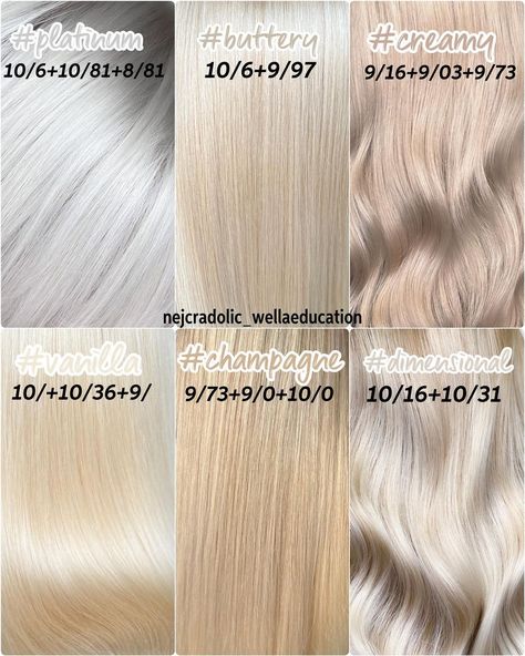 Pearl Balayage Hair, Platinum Blonde Shades, Champagne Blonde Hair Wella, Pearl Toner For Blonde Hair, Pearl Hair Color Blondes, Pale Beige Blonde Hair, Wella Blonde Toner Formula, Platinum Beige Blonde Hair, Beige Hair Formula