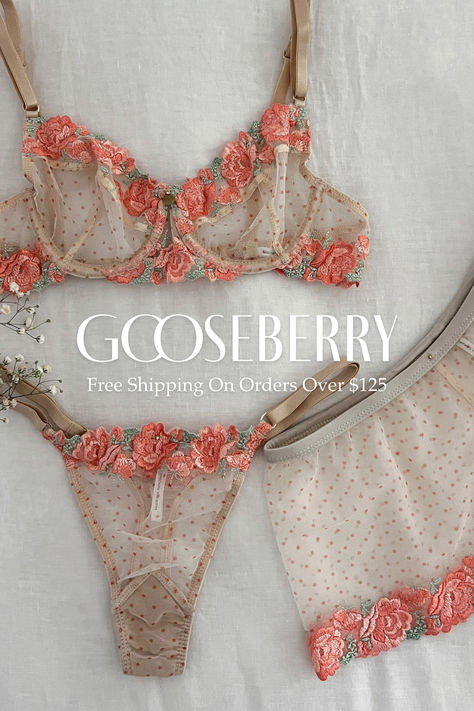 Free Shipping on Orders Over $125 Lingerie Outfit Bedroom Luxury, Boho Lingerie, Luxury Wedding Intimates With Delicate Lace, Cheap Feminine Delicate Lace Intimates, Pretty Pink Lingerie, Floral Lace Lingerie, Gooseberry Intimates, Coquette Lingerie Sets Aesthetic, French Lingerie