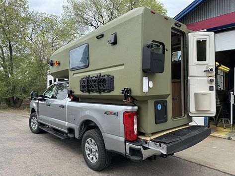 Hotomobil Gladiator First Look - Truck Camper Magazine Used Truck Campers, Truck Cap Camping, Truck Cap Camper, Short Bed Truck Camper, Small Truck Camper, Cabover Camper, Truck Bed Trailer, Camper Trailer Tent, Best Truck Camper