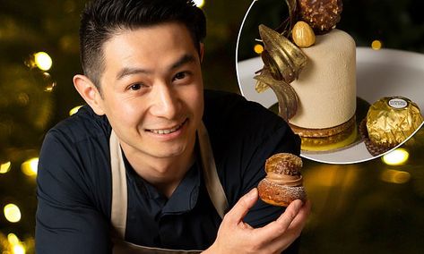 Reynold Poernomo shares his recipe for his two decadent Christmas Ferrero Rocher desserts | Daily Mail Online Reynold Poernomo, Decadent Christmas Desserts, Recipe For Two, Ferrero Rocher, Meals For Two, Apple News, Christmas Desserts, Thanksgiving Christmas, Caramel Apples