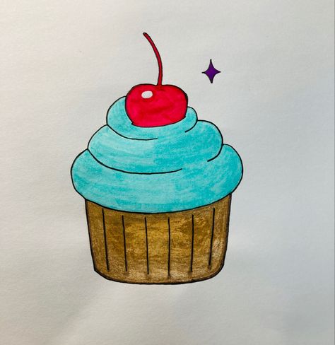 Draw Cupcake, Cupcake Painting, Cupcake Drawing, Spirit Animal Art, Easy To Draw, Easy Cupcakes, Painted Cakes, Cute Cupcakes, Rock Painting Designs