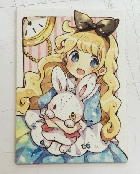 Alice in Wonderland Arte Do Kawaii, 캐릭터 드로잉, Chibi Drawings, Adventures In Wonderland, Drawing Tutorials, Kawaii Drawings, Kawaii Art, Art Anime, Anime Sketch