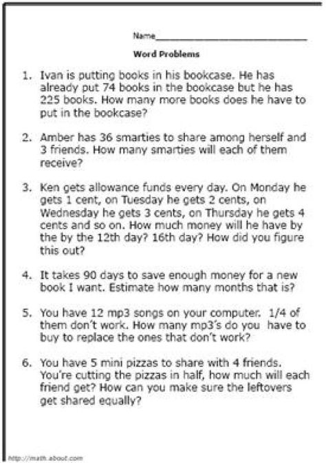 Boost Your 3rd Grader's Math Skills With These Printable Word Problems: Worksheet #1 Word Problems 3rd Grade, 3rd Grade Words, Math Story Problems, Problem Solving Worksheet, Multiplication Word Problems, Addition Words, Addition Word Problems, 3rd Grade Math Worksheets, Subtraction Word Problems