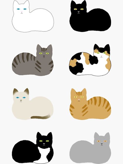 "Cat Loaf Multi Pack" Sticker by patternandcraft | Redbubble Types Of Cat Loaf, Cat Loaf Drawing, Work Games, Cat Loaf, Flower Cafe, Draw Ideas, Types Of Cats, Book Cafe, Cat Party