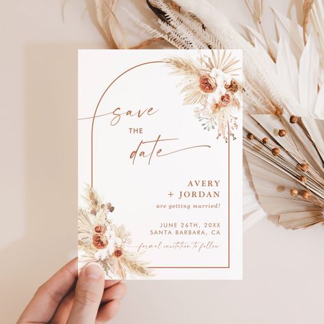 Boho Save The Date, Save The Date Invite, Minimalist Save The Date, Beige Wedding, Grass Wedding, Floral Save The Dates, Date Invitation, Wedding Invitations Boho, Simple Invitation