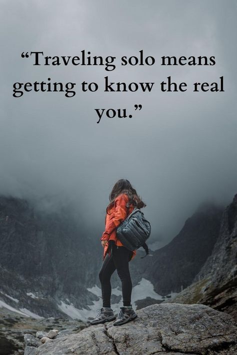 Strong Women Travel Quotes | ansareez1231 Travel Dreams Quotes, Best Alone Motivation, Alone Is Best, Travel Motivation Quotes, Travel By Yourself, Female Confidence, Traveling By Yourself, Ultralight Hiking, A Well Traveled Woman