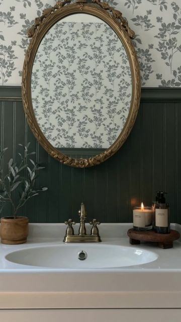 Love vs. Design on Instagram: "Our Classic Foliage custom color wallpaper adds delicate greenery wherever it goes. We especially like how @houseandholm customized the colors to help bring this bathroom makeover to life! ⁠ ⁠ Shop this wallpaper at the link in our bio.⁠ ⁠ Wallpaper: Classic Foliage by @lovevsdesign⁠ Custom colors: Cotton and Rosemary⁠ 📹️: @houseandholm⁠ ⁠ #bathroomdesign #bathroomdecor #bathroomwallpaper #wallpaper #customwallpaper #customcolorwallpaper #easywallpaper #homedecorinfluencer #diy" Bio Wallpaper, Wallpaper Classic, Color Wallpaper, Bathroom Wallpaper, Simple Wallpapers, Colorful Wallpaper, Bathroom Makeover, Rosemary, Custom Color