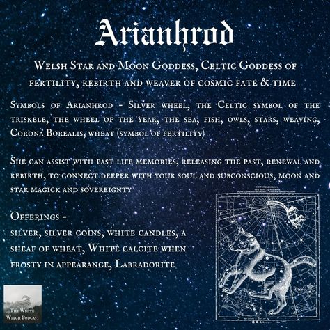 Celtic Moon Goddess, Arianrhod Goddesses Celtic, Nuit Goddess, Arianrhod Goddess, Star Goddess Art, Goddess Of Stars, Moon Deities, Celtic Goddesses, Moon Goddesses