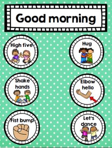 Teacher Files, Greeting Sign, Greeting Poster, Responsive Classroom, Greetings Images, Classroom Signs, Fist Bump, Morning Meeting, Classroom Community