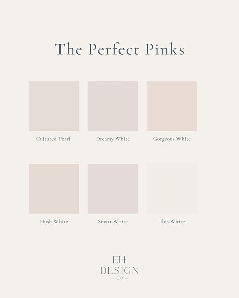 Sherwin Williams Hush White, Dreamy White Sherwin Williams, Palest Pistachio Benjamin Moore, Hush White Sherwin Williams, Clean Girl Color Palette, Neutral Pink Paint Colors, Neutral Bedroom Paint Colors, Blush Pink Office, Girls Room Paint Colors