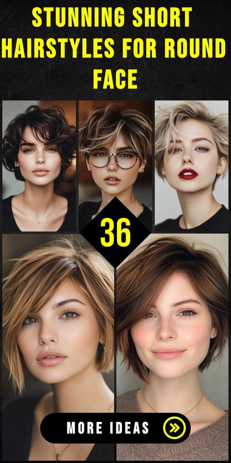 Unleash your inner beauty with 36 fabulous short hairstyles tailored for round faces. These expertly crafted cuts are designed to slim and elongate your face, creating a more balanced and harmonious look. From textured crops to asymmetrical bobs, these versatile styles offer endless possibilities for self-expression. Embrace your unique features and elevate your style with these chic and flattering short hairstyles perfect for round face shapes. Hairstyle For Chin Length Hair, Short Hairstyles Fine Hair Round Face, Short Hair For Fine Hair And Round Face, Hairstyles For Short Hair Round Face, Short Haircuts Women Round Face, Short Haircuts For Women For Round Face, Short Haircuts Round Face, Short Hairstyle For Rounded Face, Short Hairstyles For Round Face Women