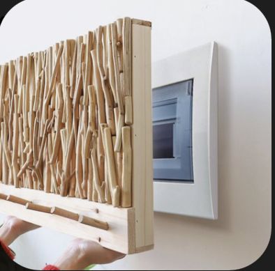 Bedroom Shelf Design, Fuse Box Cover, Bedroom Shelf, Storage Clothes, Towel Hangers For Bathroom, Electric Box, Natural Branches, Porch Wall, Clothes Hangers