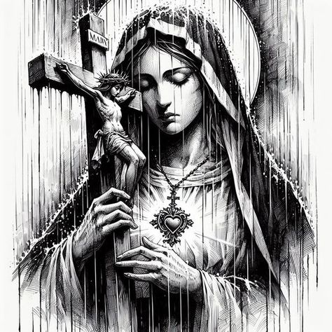 Mother Mary Mother Mary Shoulder Tattoo, Mother Mary Back Tattoo, Religious Tattoo Sleeves, Mother Mary Tattoos, Maria Tattoo, Graveyard Tattoo, Jesus Tattoo Design, Gothic Background, Virgin Mary Tattoo