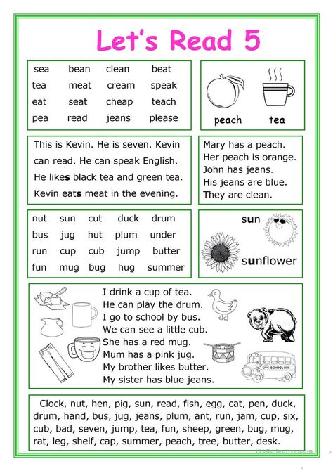 Remedial Reading, Learn Reading, Reading Comprehension For Kids, Kindergarten Reading Worksheets, Preschool Reading, Reading For Beginners, English Worksheet, Learning English For Kids, English Phonics