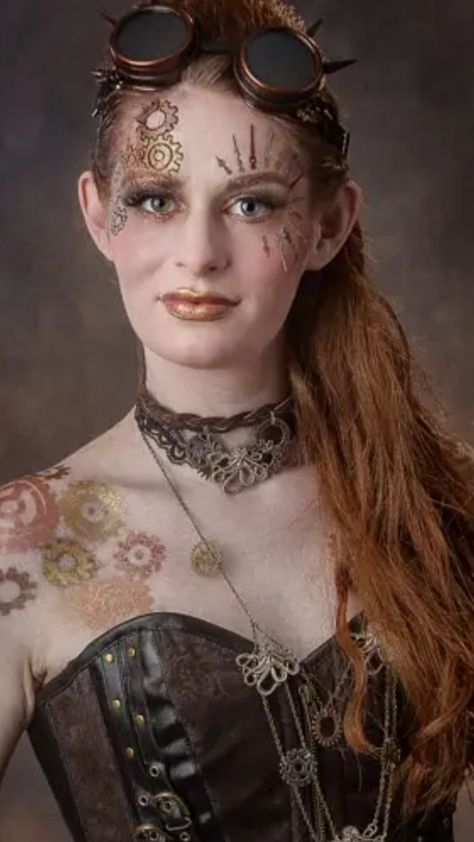 Steam Punk Makeup Men, Steampunk Make Up Ideas, Steampunk Doll Costume, Steam Punk Halloween Costume, Steampunk Face Paint, Steam Punk Makeup Ideas, Steampunk Makeup Ideas, Steampunk Makeup Halloween, Steam Punk Makeup