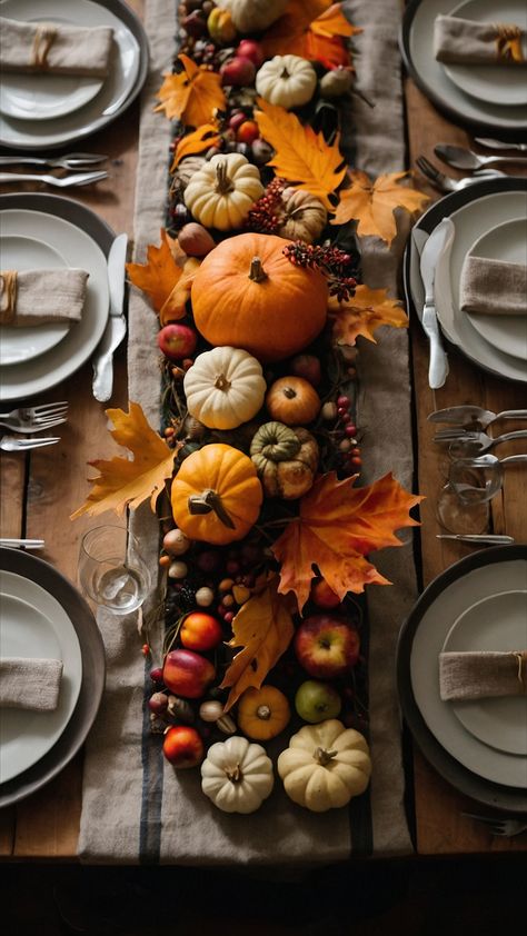 Create a warm and inviting ambiance with these fall table settings Embrace the autumn season with rustic and elegant decor for a wedding or any gathering Get inspired with upcycled ideas for your round table centerpiece including dollar tree finds Set the tone for an autumn dinner in your dining room Explore beautiful casual table arrangements that are perfect for any occasion Cozy Thanksgiving Aesthetic, Autumn Table Settings, Thanksgiving Table Setup, Round Table Centerpiece, Round Table Settings, Elegant Thanksgiving Table, Table Settings Ideas, Modern Decorations, Autumn Dinner