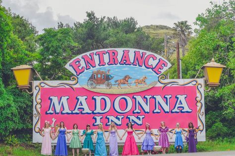 A Madonna Inn Bachelorette Weekend | Ultimate Bridesmaid | Brandi Lopez… Madonna Inn Bachelorette Party, Spring Bachelorette Party, Colorful Bachelorette Party, Colorful Bachelorette, Bling Bachelorette Party, Tropical Disco, Creative Shoots, Themed Bachelorette Party, Madonna Inn