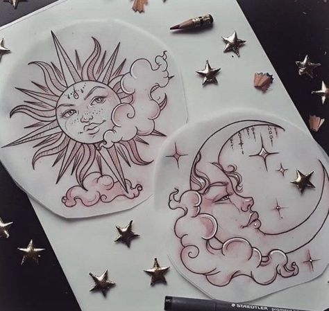 Sun And Moon Design, Kunst Tattoos, Moon Tattoo Designs, Inspiration Tattoos, Sister Tattoos, Dream Tattoos, Friend Tattoos, Forever And Ever, Dope Tattoos