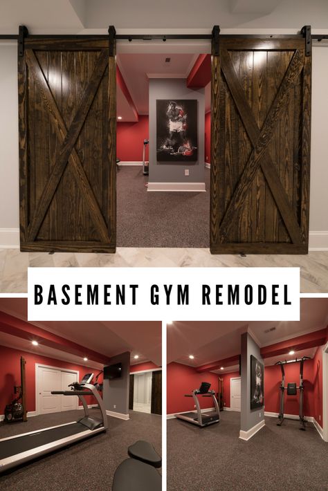 Basement Bar And Workout Room, Finished Basement Home Gym, Finished Basement Gym Ideas, Basement Weight Room Ideas, Basement Gym Remodel, Basement Gym And Family Room, Gym Remodel, Basement Workout Room, Gym Bedroom