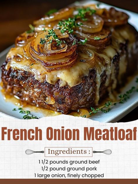 Onion Meatloaf Recipes, French Onion Soup Meatloaf, Meatloaf Muffins Recipe, French Onion Meatloaf, Meatloaf Dinner, Slow Cooker Bread, Meatloaf Ingredients, Simple Family Meals, Best Meatloaf