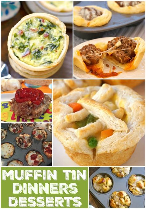 Here are some great muffin tin recipes to make at dinner and dessert time. If you've never made dinner in muffin tins before it's a great way to make meals fun and cook quickly! Kids love this fun new way to make recipes and it's a great way to get them involved in cooking too. Easy Muffin Tin Recipes, Cup Meals, Pumpkin Pecan Pie Recipe, Fish In The Oven, Dinner Meals Recipes, Mini Muffin Tin Recipes, Muffin Cups Recipes, Condensed Milk Recipe, Oven Fried Fish