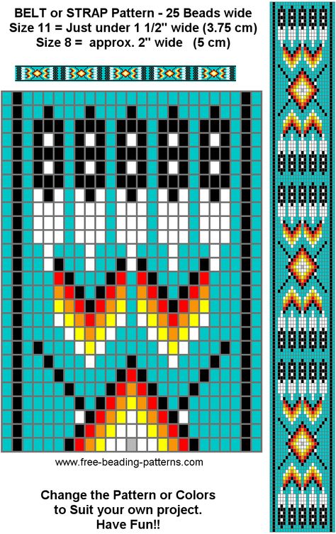 Native American Indian Beadwork | Traditional Pattern for a Beaded Belt, Turquoise - LOOM BEADING ... Craft Bracelets, Indian Beadwork, Beaded Hat Bands, Native American Beadwork Patterns, Fest Temaer, Native Beading Patterns, Native American Patterns, Bead Loom Designs, Loom Jewelry