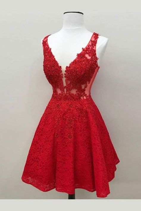 Red Lace Prom Dress, Cheap Homecoming Dresses, Red Homecoming Dresses, Graduation Dresses, Short Prom Dress, Lace Homecoming Dresses, Short Prom, Applique Dress, Prom Dresses Lace