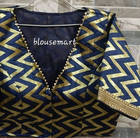 Buy Yellow Brocade Blouse V Neck Blouse Elbow Sleeves Blouse Online in India - Etsy Blue Brocade Blouse, Mustard Yellow Blouse, Blouse Sari, Blouse Crop Top, Saree Blouse Styles, Blouse Indian, Blouse Crop, Brocade Blouse, Smart Casual Dress