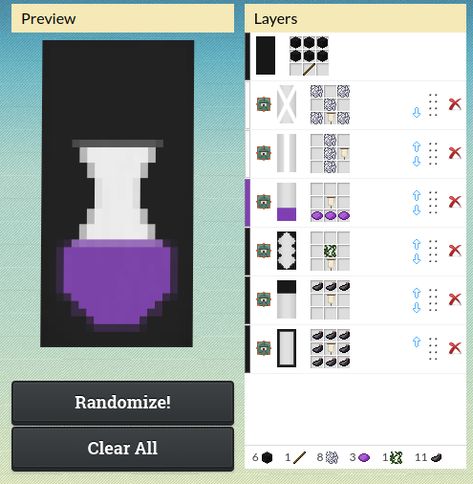 POTION BANNER Minecraft Roof Design Cottage, Minecraft Fantasy Banner Designs, Minecraft Banner Designs Halloween, Potion Shop Minecraft Interior, Minecraft Potion Shop Ideas, Minecraft Potion Banner, Minecraft Banner Designs Bedrock, Cool Banner Minecraft, Minecraft Potion Chart