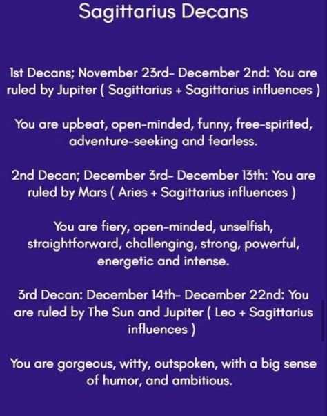 Zodiac Decans, December Sagittarius, Astro Chart, Esoteric Astrology, Astrology Journal, Astrology Meaning, Aries And Sagittarius, Chart Astrology, Leo And Sagittarius