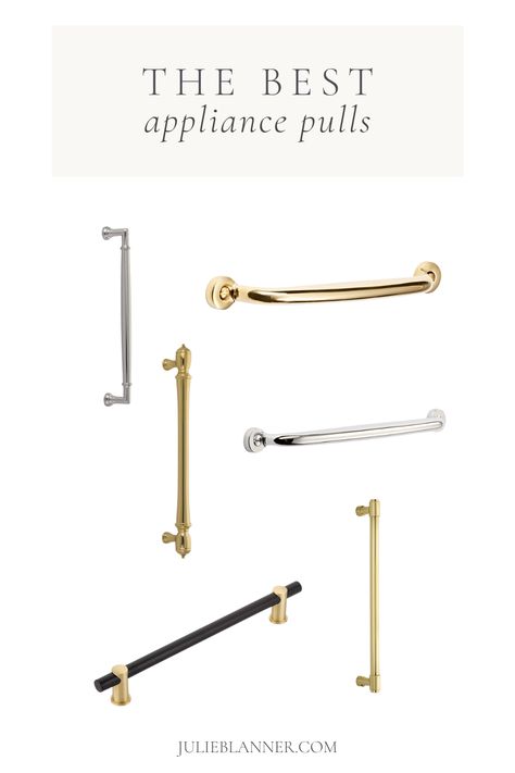 When you're upgrading or renovating a kitchen, there are so many choices to make! If you've decided on panel ready appliances, you might be debating about appliance pulls. Paneled Refrigerator Pulls, Gold Appliance Pulls, Brass Fixtures With Stainless Appliances, Kitchen Cabinet Hardware Pulls, Diy Gold Appliance Handles, Refrigerator Pulls Hardware, Brass Appliance Pulls, Fridge Hardware, Appliance Pulls Refrigerator