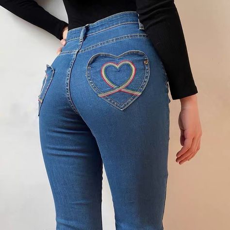 1,368 Likes, 0 Comments - PELLUCID (@shoppellucid) on Instagram: “Bell Bottoms 🌈 Coolest pocket design #taptoshop • •…” Heart Pocket, Bottom Jeans, Embroidered Heart, Blouse Jeans, Bell Bottom, Pocket Jeans, Flare Pants, Bell Bottom Jeans, Flare Jeans