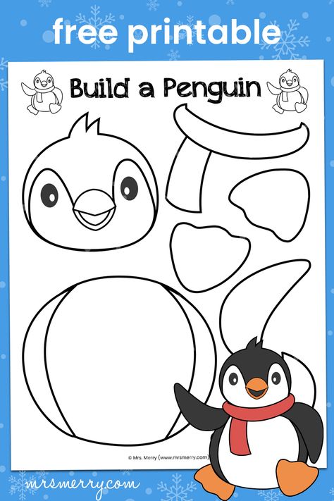 free printable build a penguin Kids Penguin Crafts, Build A Penguin Printable, Penguin Template Free Printable Kids, Printable Penguin Template, Winter Templates Free Printable, Penguin Kids Craft, Penguin Pattern Templates Free Printable, Penguin Svg Free, Penguin Printables Free