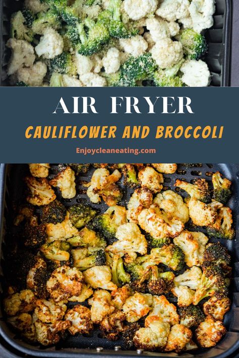 Brocoli And Cauliflower Salad, Air Fryer Broccoli And Cauliflower, Brócoli Recipes, Broccoli Cauliflower Recipes, Air Fryer Recipes Cauliflower, Air Fryer Broccoli, Mix Vegetable Recipe, Cauliflower Recipes Healthy, How To Cook Broccoli