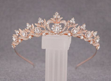 "crystal bridal tiara, crystal wedding tiara, wedding tiara, bridal tiara, crystal tiara, tiara for bride, rhinestone tiara This elegant and sparkle rhinestone Tiaras is perfect for your wedding or formal night out. This Tiaras is flexible. It will be perfect for the bride. The Metal Headband measured approx. 14\" long. The rhinestone part of the headband is about 7.25\" long and the center is 1.5\" high. Tone color: Silver tone, Gold tone and Rose gold tone. If you have any question, please sen Crystal Headpiece Wedding, Tiara Silver, Crystal Bridal Headpiece, Crystal Wedding Tiaras, Rose Gold Tiara, Tiara Headpieces, Pearl Bridal Headband, Crystal Bridal Tiaras, Silver Tiara