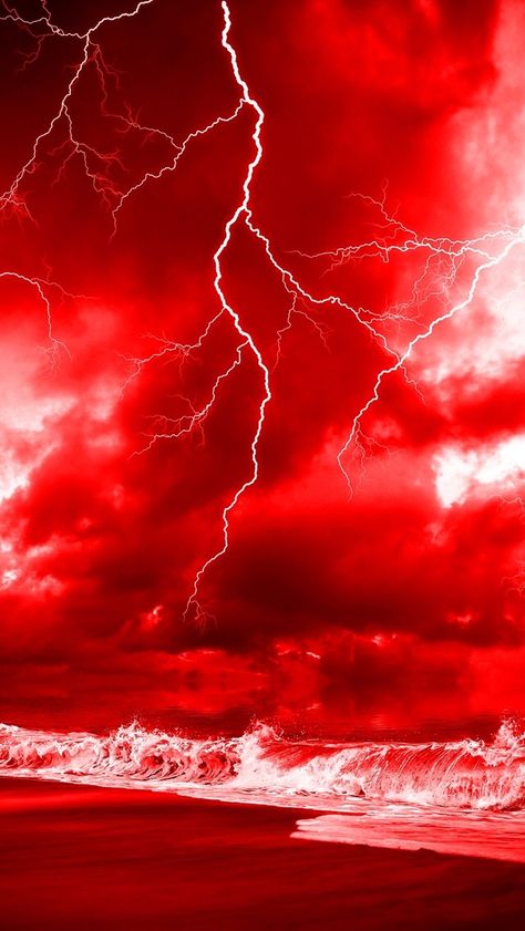 Cool Screensavers, Lightning Images, Blood Wallpaper, Lightning Photography, Red And Black Wallpaper, Red Lightning, Dark Red Wallpaper, Fantasy Wall Art, Image Nature