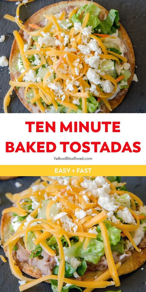 Baked Tostada Shells take minutes to make and are so much better for you than frying. Add your favorite toppings to these tostadas for a super quick meal! Baked Tostadas, Tostada Shells, Tostada Recipes, Taco Night, Summer Dinner, Quesadillas, Easy Weeknight Meals, Mexican Dishes, Fresh Veggies