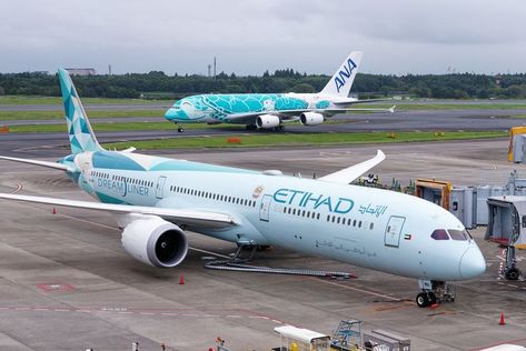 NRT/RJAA Sep.04,2021 Etihad(Greenliner Livery) Boeing 787-10 Dreamliner Reg.A6-BMH Boeing 787, Corporate Identity Design, Civil Aviation, Qatar Airways, Aircraft Pictures, Jeddah, Airlines, Aircraft