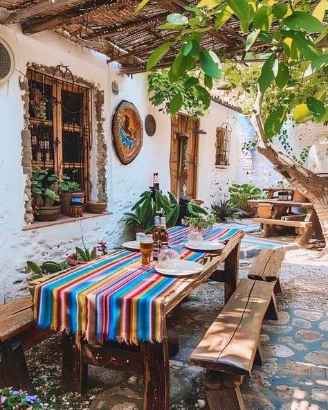 Mexican Hacienda, Adobe Home, Hacienda Style Homes, Mexico House, Outdoor Kitchen Plans, Backyard Gazebo, Mexican Home Decor, Mexican Home, Spanish Style Home